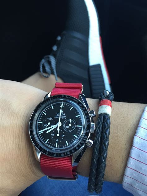 omega speedmaster red nato|omega speedmaster moonwatch straps.